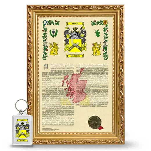 MacLellan Framed Armorial History and Keychain - Gold
