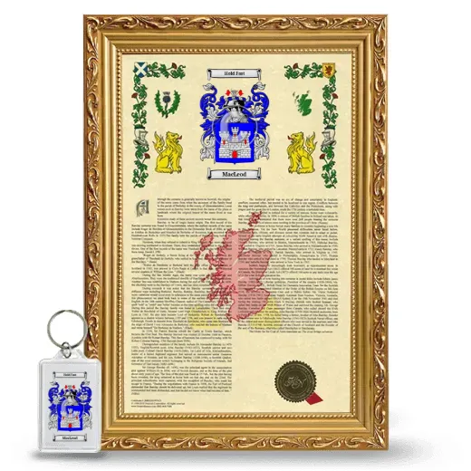 MacLeod Framed Armorial History and Keychain - Gold