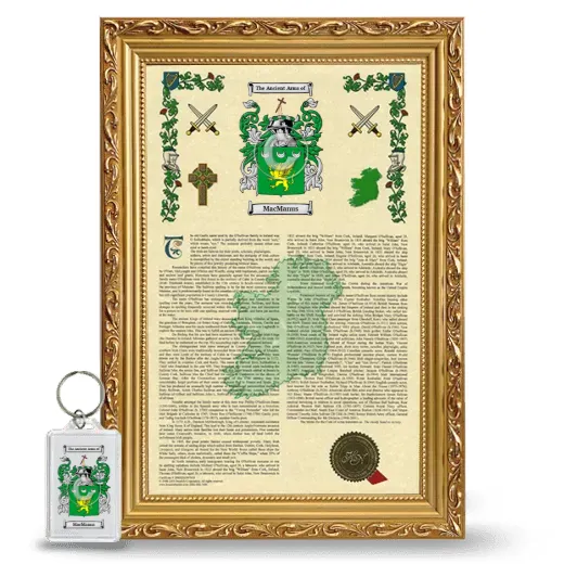 MacManus Framed Armorial History and Keychain - Gold