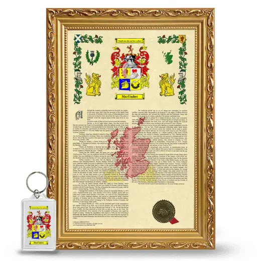 MacUmber Framed Armorial History and Keychain - Gold