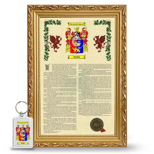 Madick Framed Armorial History and Keychain - Gold