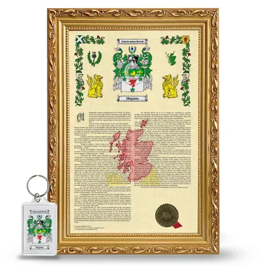 Magoon Framed Armorial History and Keychain - Gold