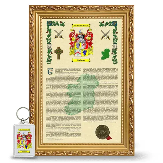 Mahany Framed Armorial History and Keychain - Gold