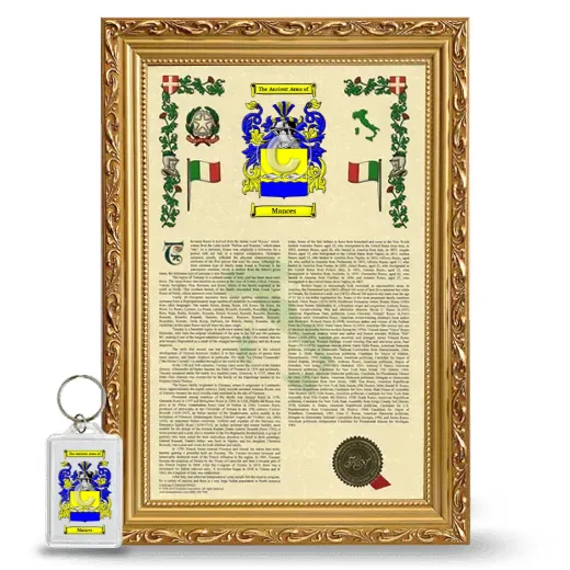 Mances Framed Armorial History and Keychain - Gold