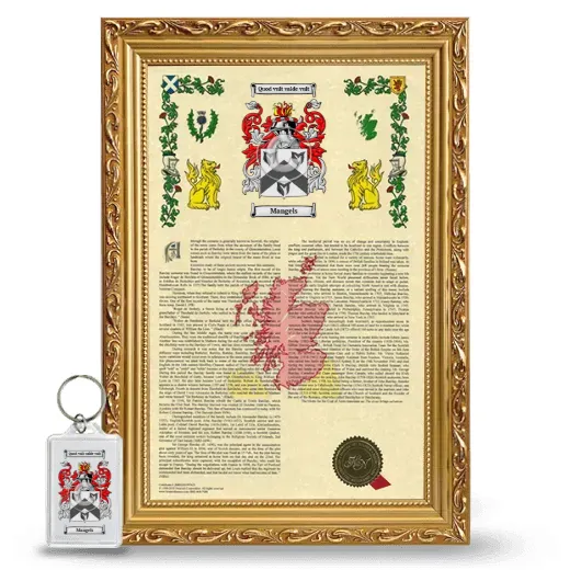 Mangels Framed Armorial History and Keychain - Gold