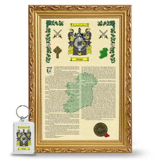 Mangin Framed Armorial History and Keychain - Gold