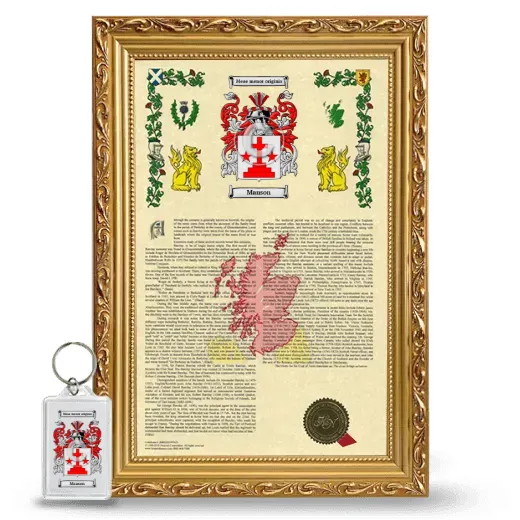 Manson Framed Armorial History and Keychain - Gold