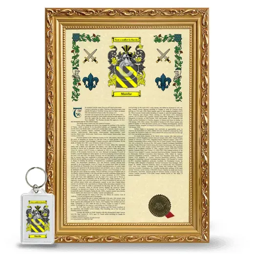 Marche Framed Armorial History and Keychain - Gold