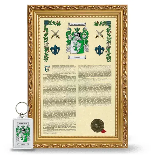 Mariel Framed Armorial History and Keychain - Gold