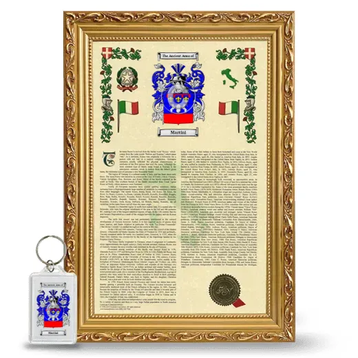 Martini Framed Armorial History and Keychain - Gold