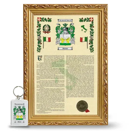 Massar Framed Armorial History and Keychain - Gold