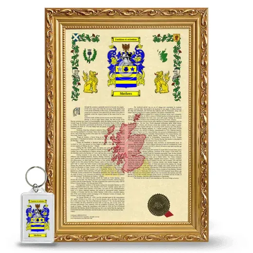 Mathers Framed Armorial History and Keychain - Gold
