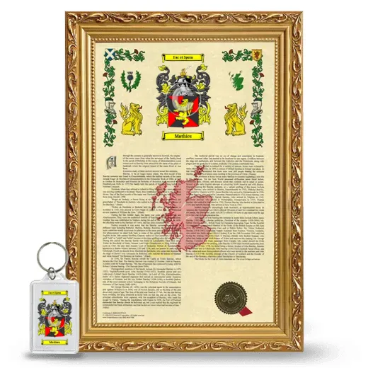 Mathies Framed Armorial History and Keychain - Gold