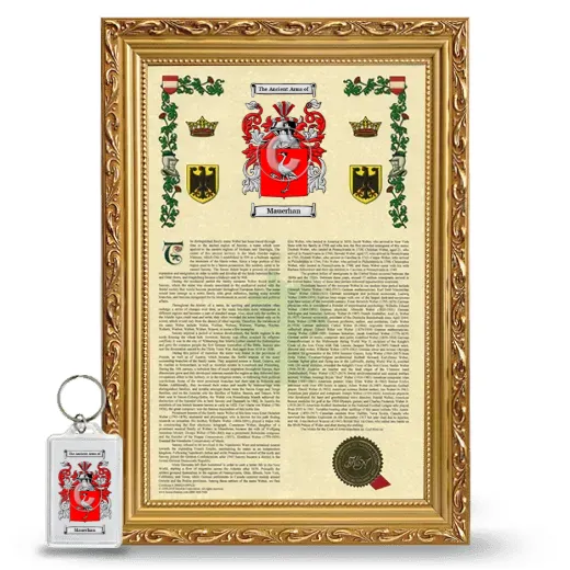 Mauerhan Framed Armorial History and Keychain - Gold