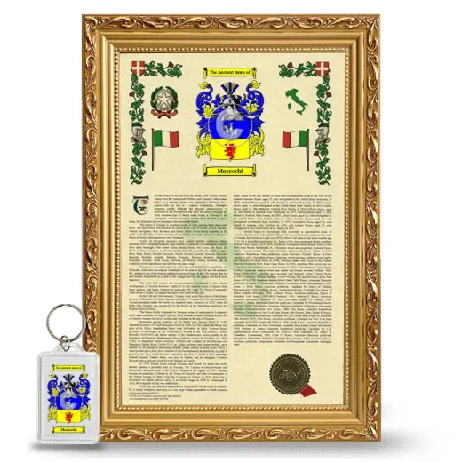 Mazzochi Framed Armorial History and Keychain - Gold