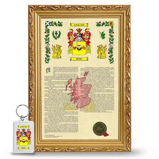 McAin Framed Armorial History and Keychain - Gold