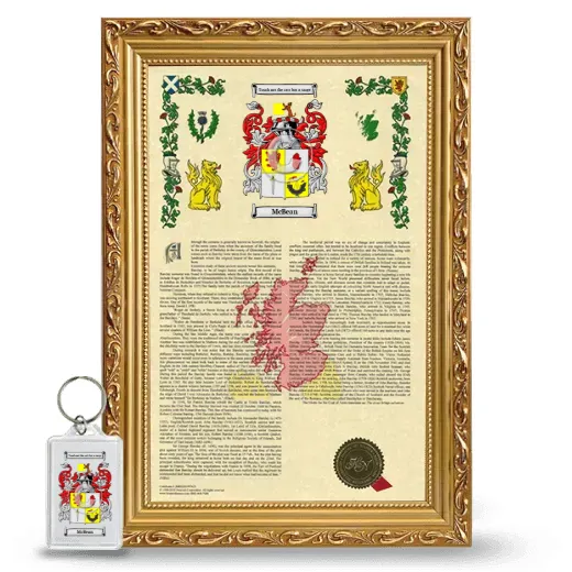 McBean Framed Armorial History and Keychain - Gold