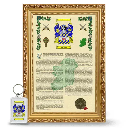 McCann Framed Armorial History and Keychain - Gold