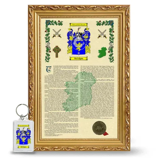 McColgan Framed Armorial History and Keychain - Gold