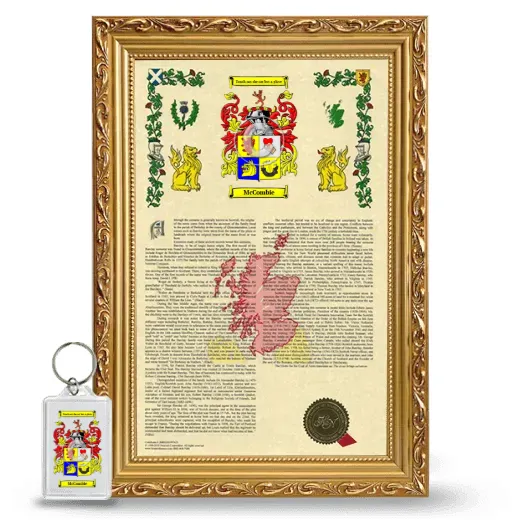 McCombie Framed Armorial History and Keychain - Gold