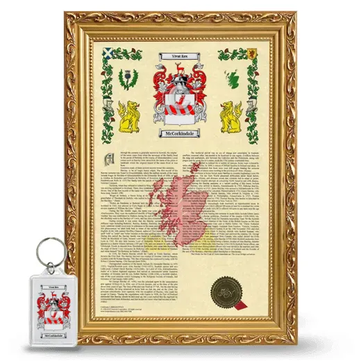 McCorkindale Framed Armorial History and Keychain - Gold