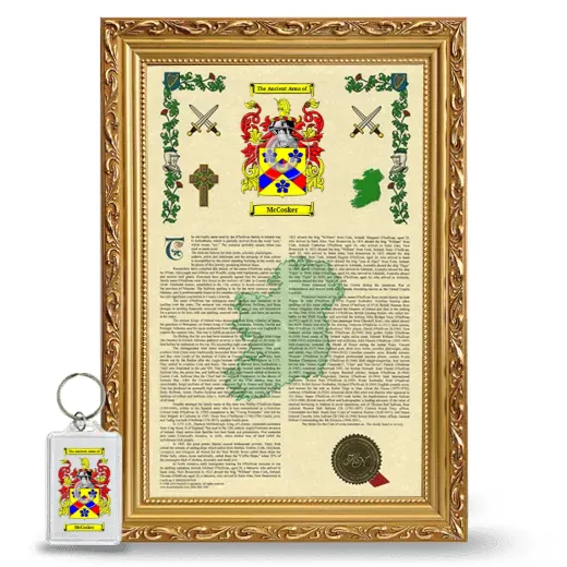 McCosker Framed Armorial History and Keychain - Gold