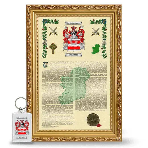 McCubbin Framed Armorial History and Keychain - Gold