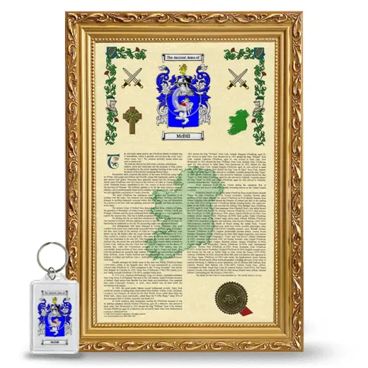 McDill Framed Armorial History and Keychain - Gold