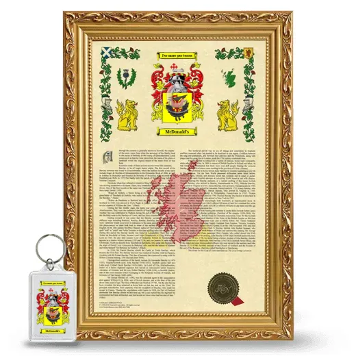 McDonald's Framed Armorial History and Keychain - Gold