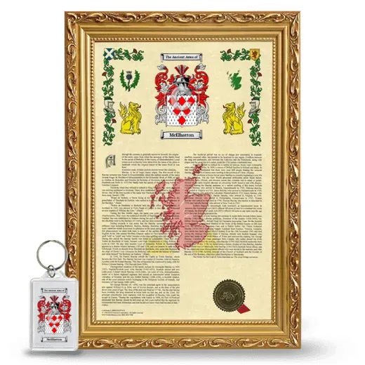 McElhatton Framed Armorial History and Keychain - Gold
