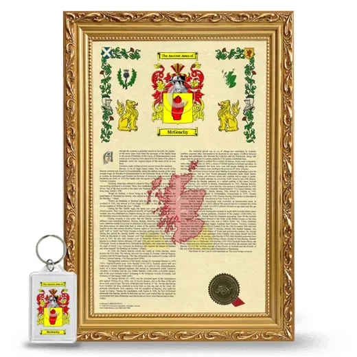 McGeachy Framed Armorial History and Keychain - Gold
