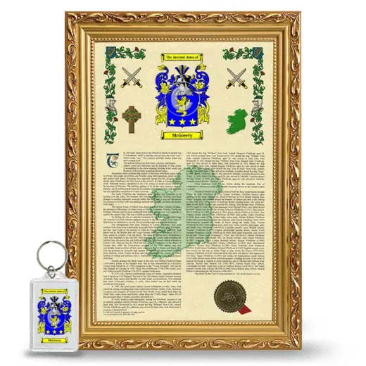 McGreevy Framed Armorial History and Keychain - Gold