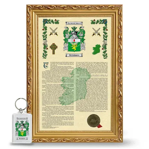McGuinness Framed Armorial History and Keychain - Gold