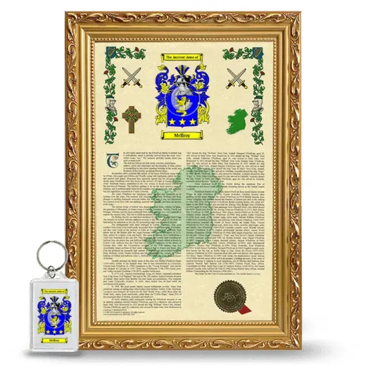 McIlroy Framed Armorial History and Keychain - Gold