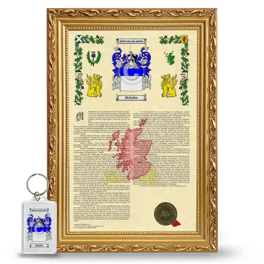 McIndoe Framed Armorial History and Keychain - Gold