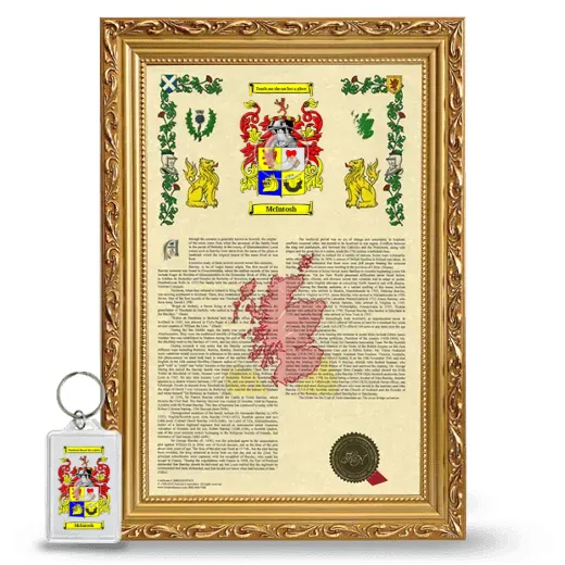 McIntosh Framed Armorial History and Keychain - Gold
