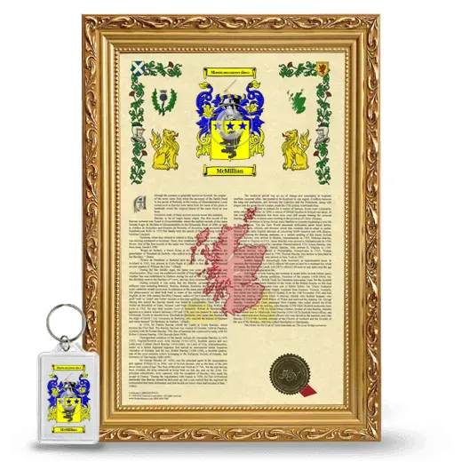 McMillian Framed Armorial History and Keychain - Gold