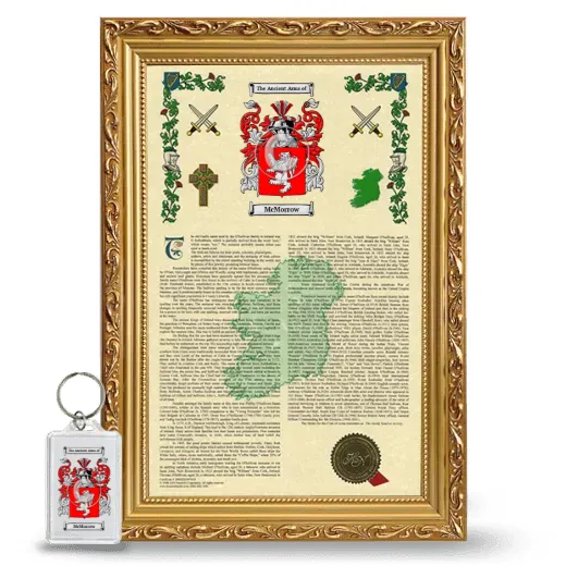 McMorrow Framed Armorial History and Keychain - Gold