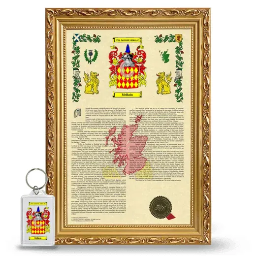 McRain Framed Armorial History and Keychain - Gold