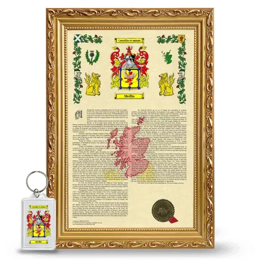 Medlin Framed Armorial History and Keychain - Gold
