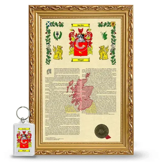Megal Framed Armorial History and Keychain - Gold
