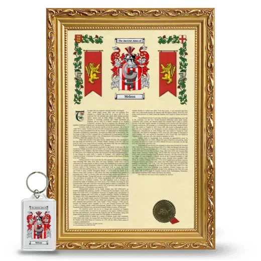 Melans Framed Armorial History and Keychain - Gold