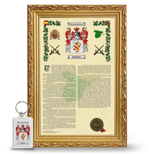 Melendrez Framed Armorial History and Keychain - Gold