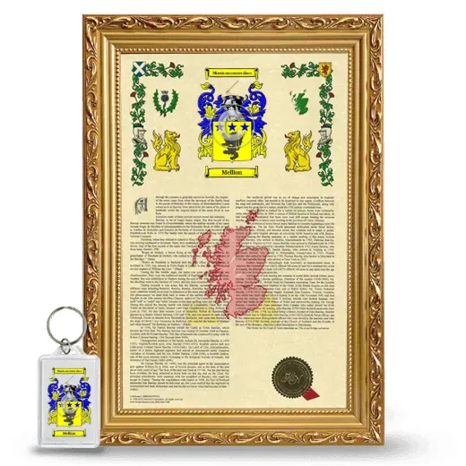 Mellion Framed Armorial History and Keychain - Gold