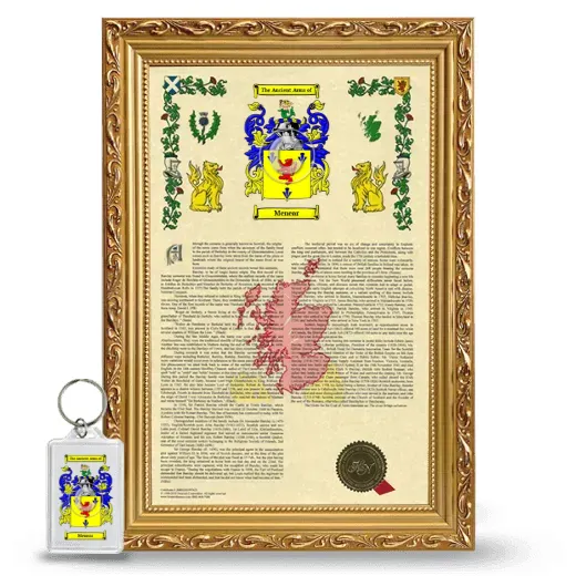 Menear Framed Armorial History and Keychain - Gold