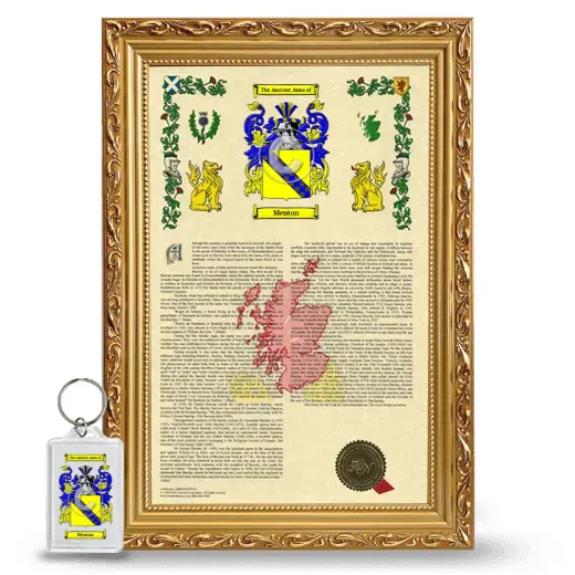 Menton Framed Armorial History and Keychain - Gold