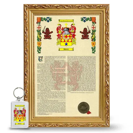 Mercer Framed Armorial History and Keychain - Gold