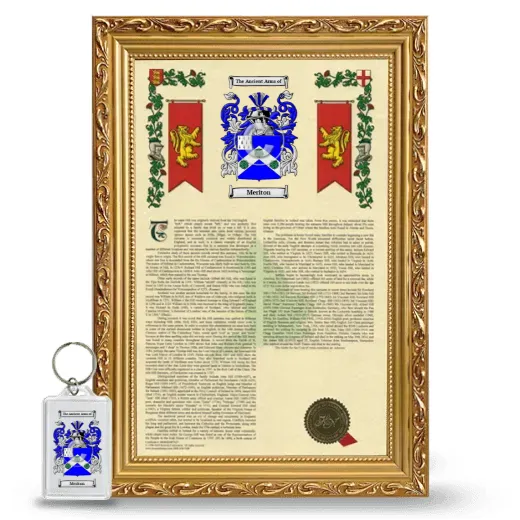 Meriton Framed Armorial History and Keychain - Gold