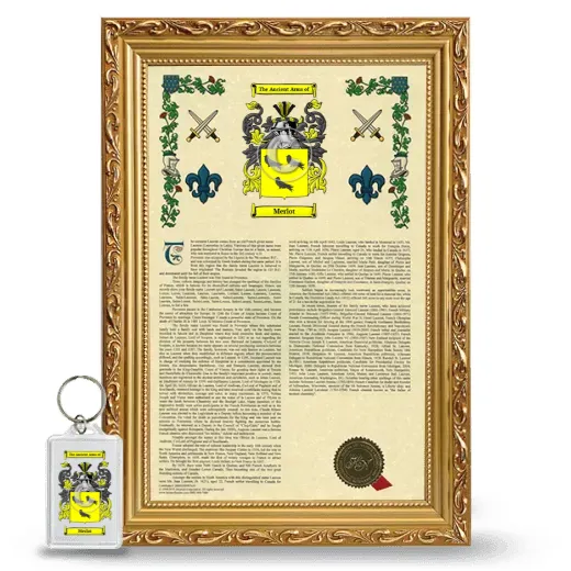 Merlot Framed Armorial History and Keychain - Gold