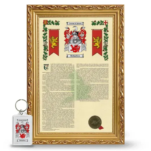 Michaelson Framed Armorial History and Keychain - Gold